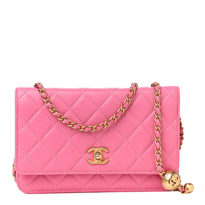 Chanel Lambskin Quilted CC Pearl Crush Wallet on Chain WOC Pink 1 of 18
