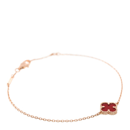 Van Cleef & Arpels 18K Rose Gold Carnelian Sweet Alhambra Bracelet 1 of 5