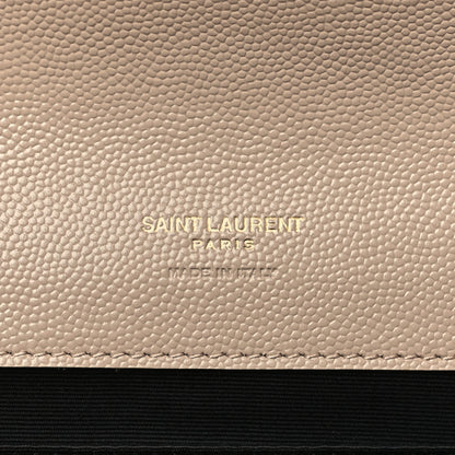 Saint Laurent Grain De Poudre Textured Mixed Matelasse Triquilt Monogram Clutch Dark Beige 6 of 11