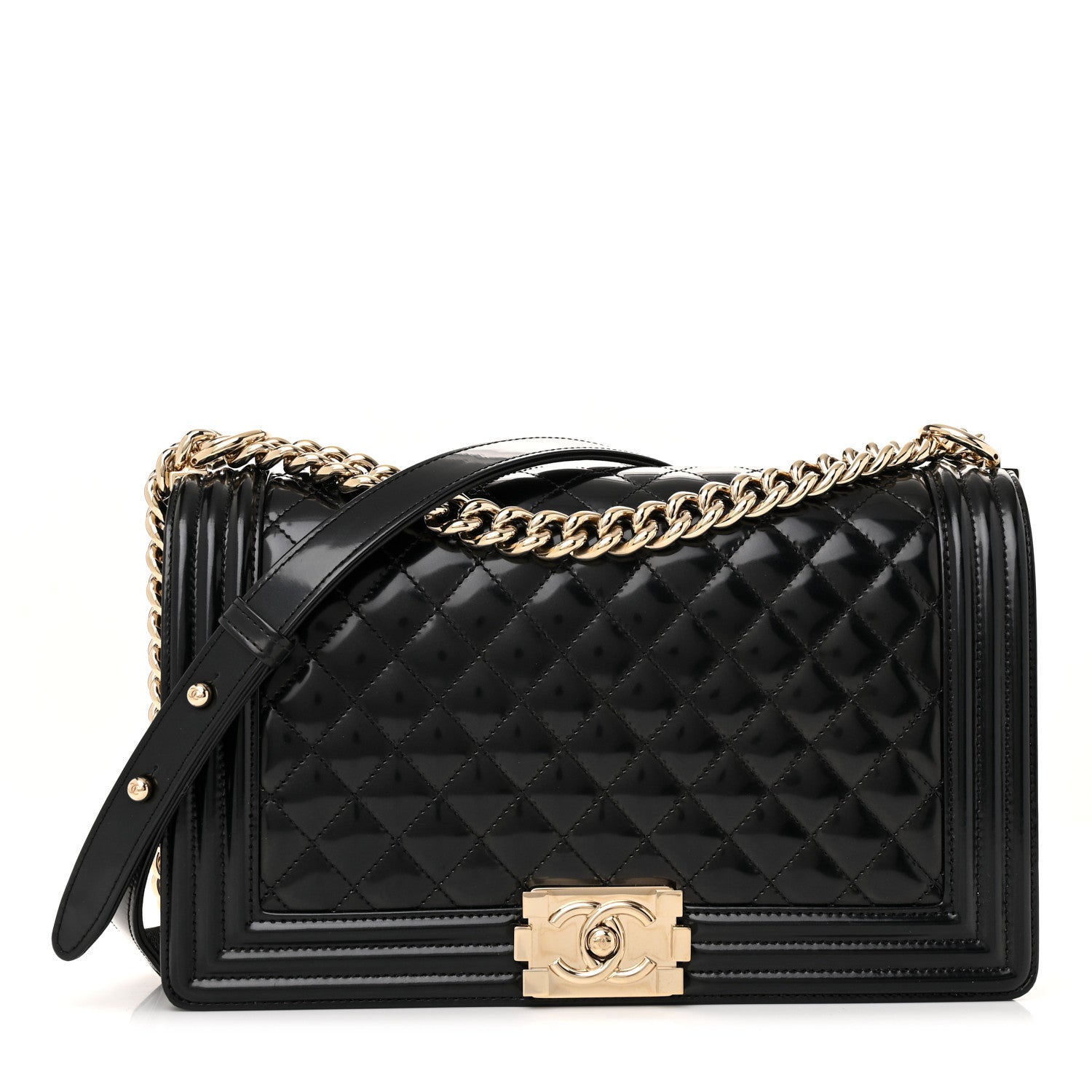 Chanel Iridescent Glazed Calfskin Quilted New Medium Boy Flap Black 1 of 11