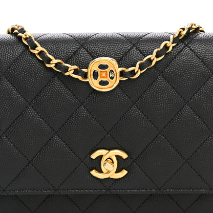 Chanel Caviar Quilted Coco Stamps Wallet On Chain WOC Black 8 of 10