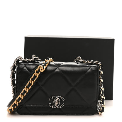 Chanel Lambskin Quilted Chanel 19 Wallet On Chain WOC Black 11 of 11
