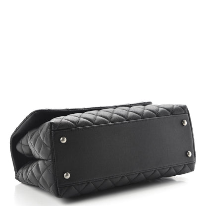 Chanel Caviar Lizard Embossed Quilted Small Coco Handle Flap Black 3 of 10