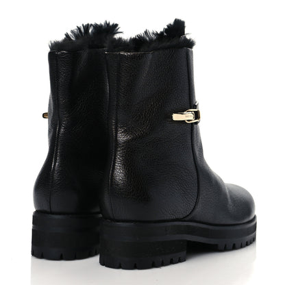 Jimmy Choo Calfskin Fur Boots 39.5 Black 4 of 7