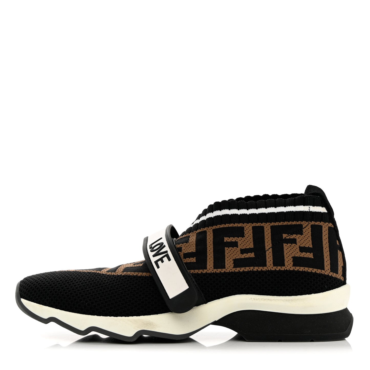 Stretch Yarn FF Stiff Band Rockoko Sneakers 37.5 Black White Tobacco