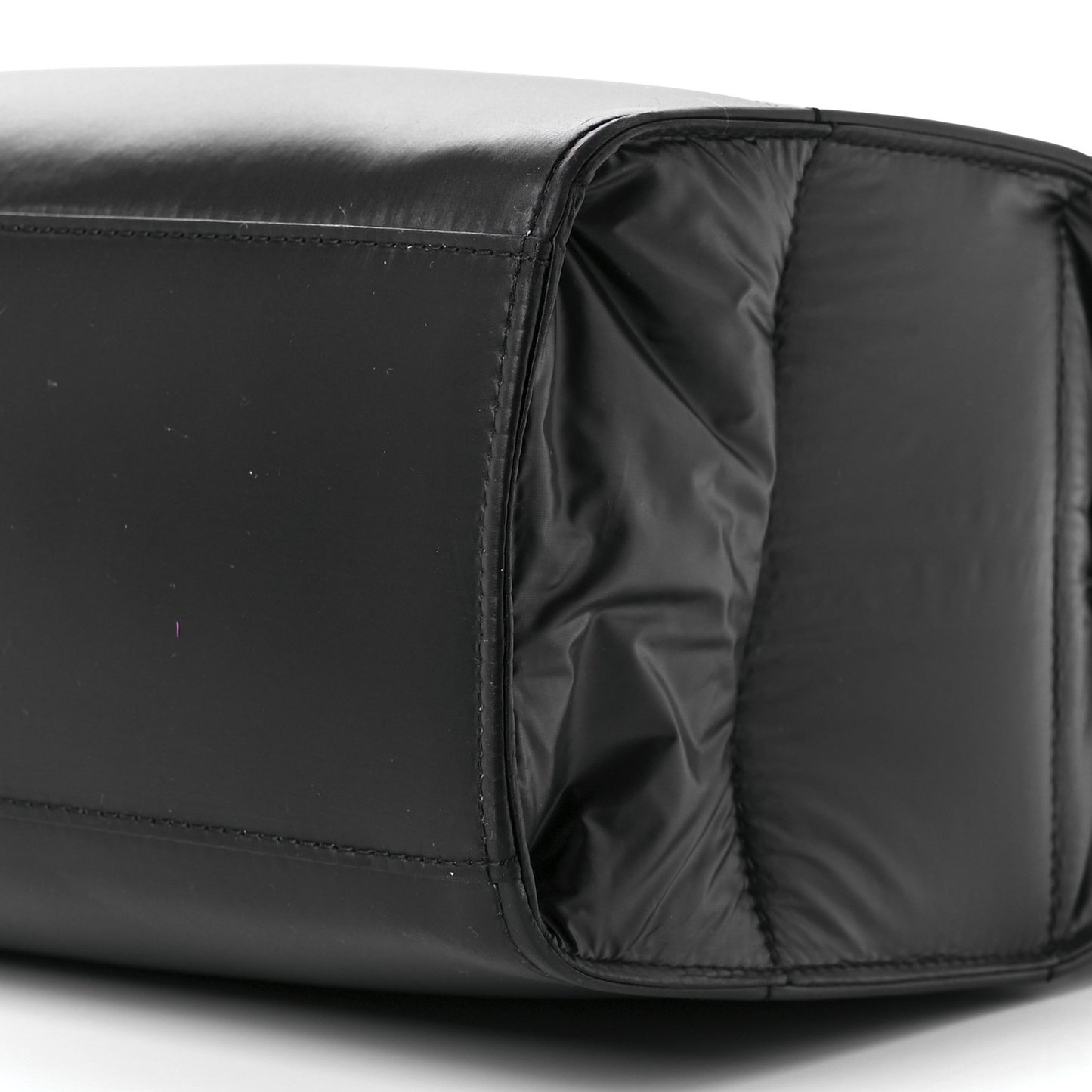 Nylon Medium Puff Shopping Bag Black