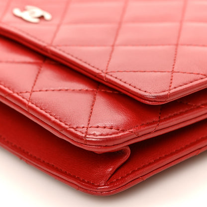 Chanel Lambskin Quilted Wallet On Chain WOC Red 9 of 9