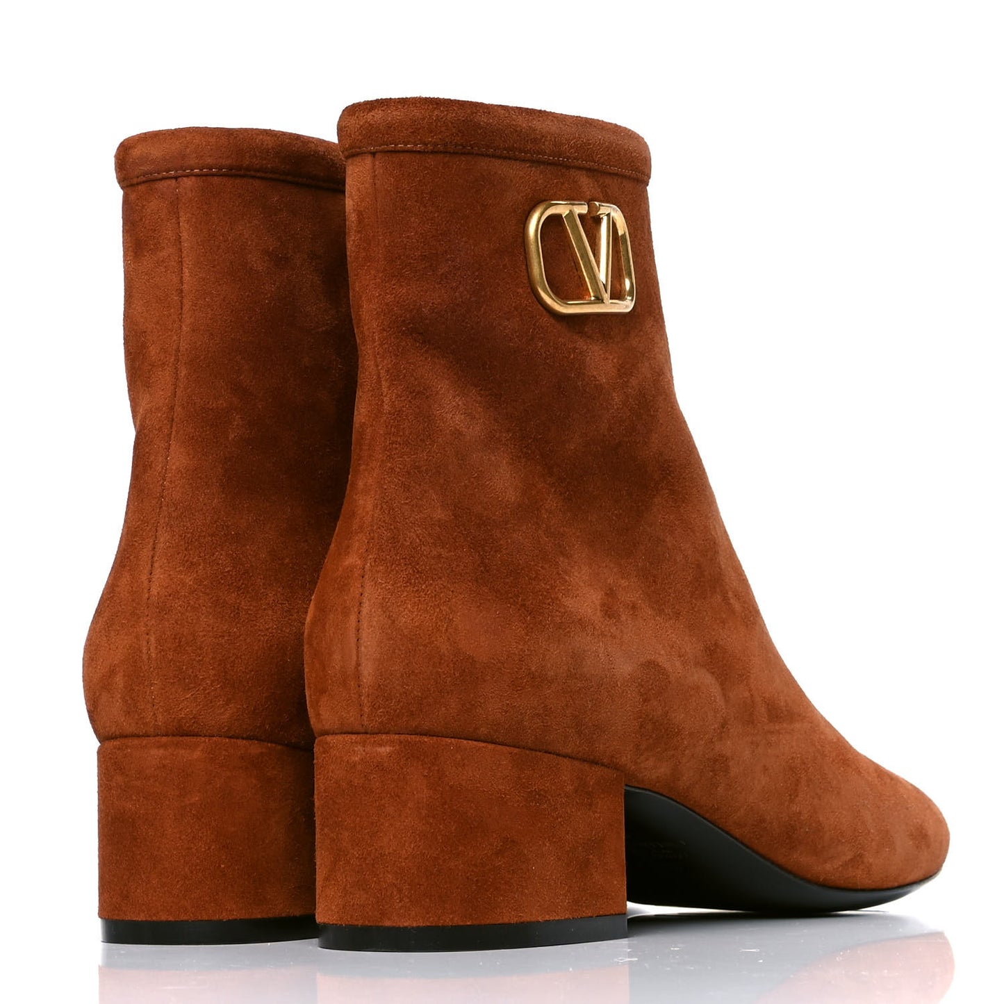 Suede VLogo Side Zip 45mm Ankle Boots 38 Bright Cognac