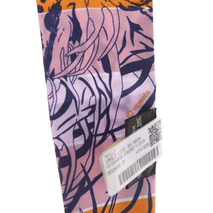 Hermes Silk Jungle Love Rainbow Twilly Orange Encre Vieux Rose 4 of 4
