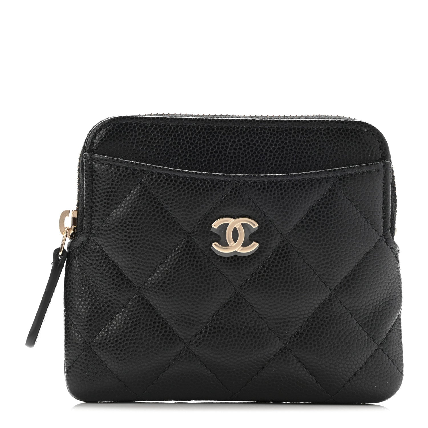 Chanel Caviar Quilted Zip Card Holder Wallet Black 1 of 7
