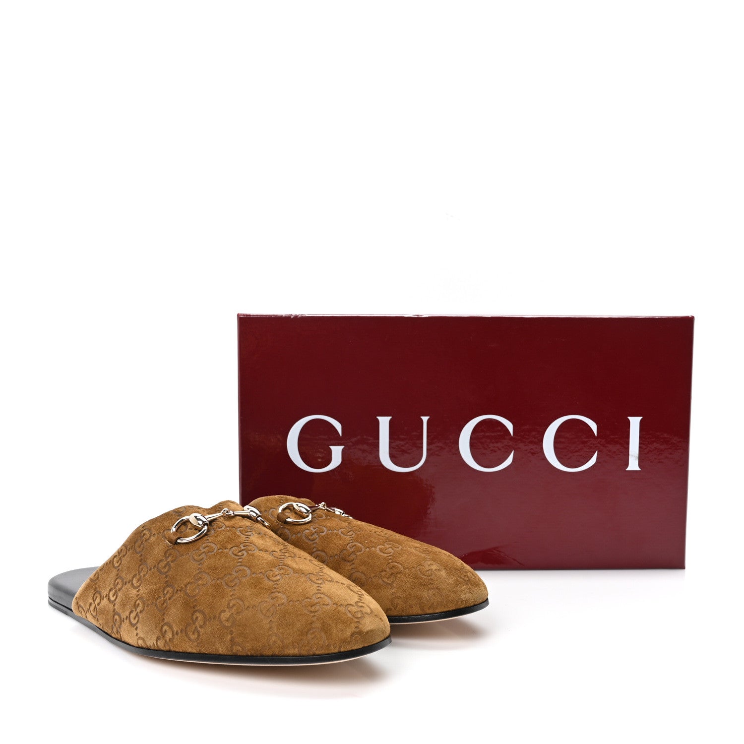 Gucci Suede Cachemire Monogram Mens Princetown Slippers 10 Pepper Brown 10 of 10