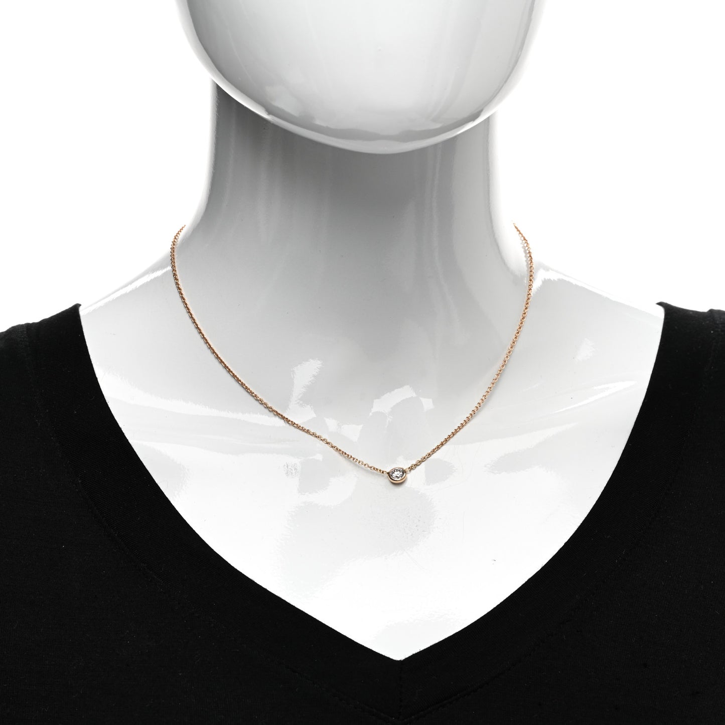 18K Rose Gold Diamond .40ct Diamonds by the Inch Pendant Necklace