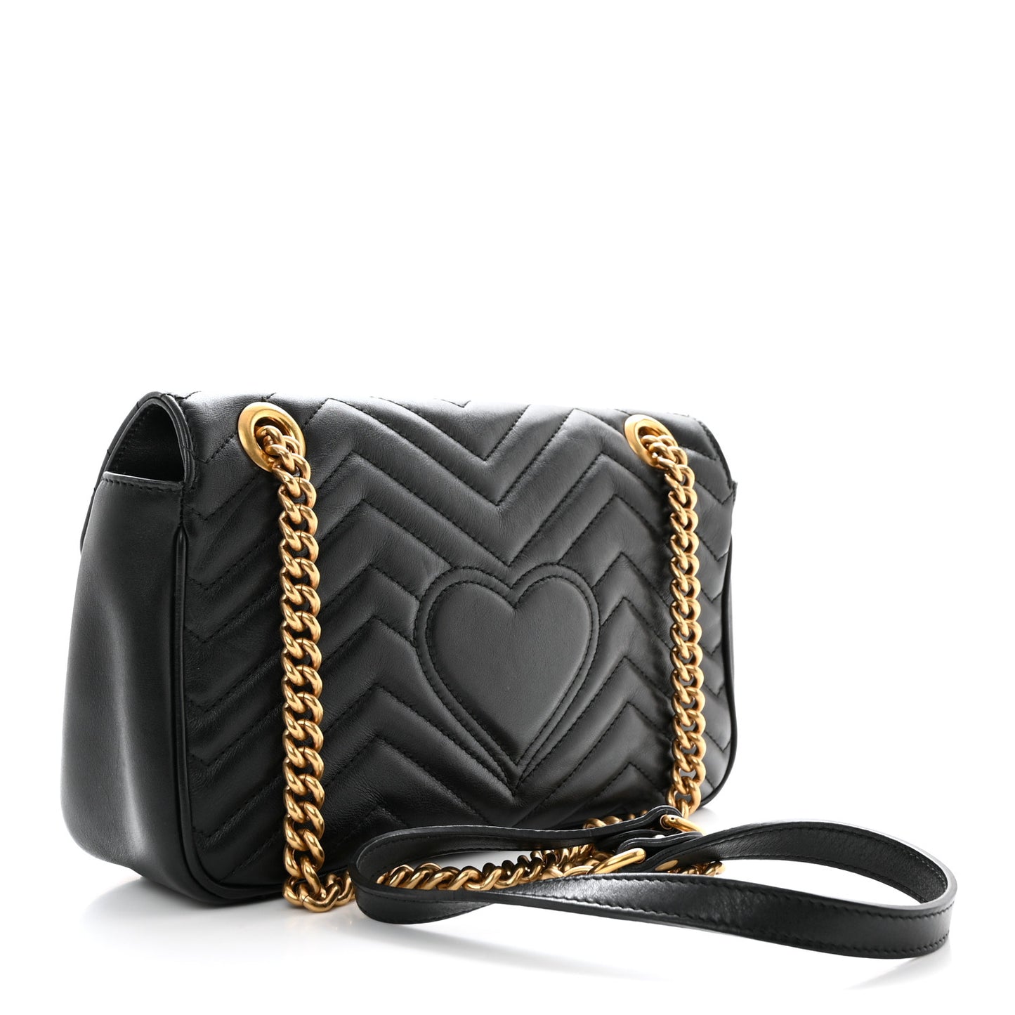 Calfskin Matelasse Small GG Marmont Shoulder Bag Black