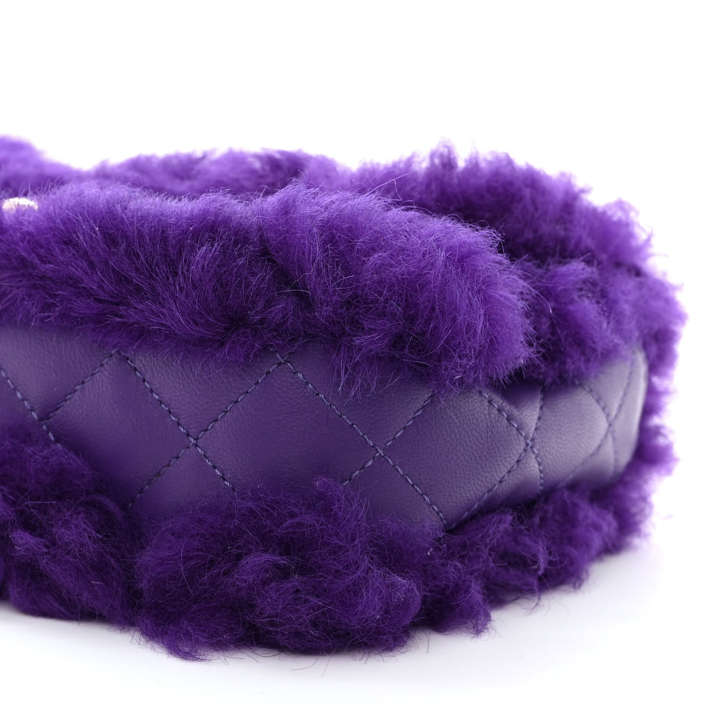 Shearling Lambskin Quilted Flap Purple