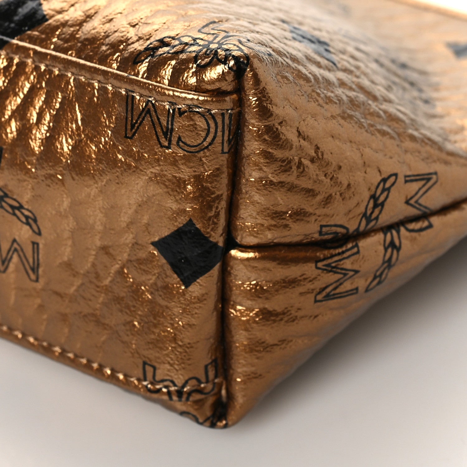 MCM Metallic Visetos Cosmetic Pouch Gold 9 of 9
