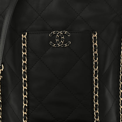 Chanel Calfskin Quilted Fringe Small Shopping Bag Black 8 of 10