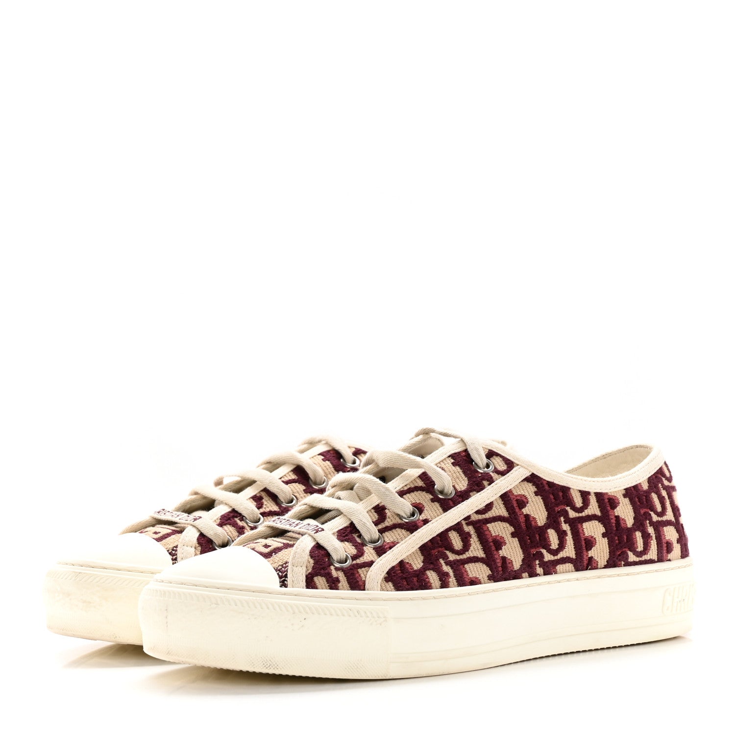 Christian Dior Canvas Oblique Walk'N'Dior Low Top Sneakers 38.5 Deep Amaranth 3 of 17
