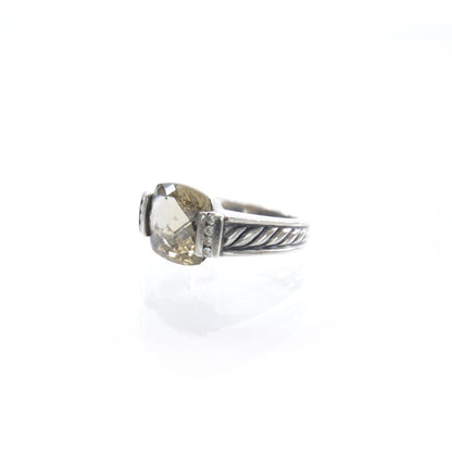 David Yurman Sterling Silver Diamond Smoky Quartz Ring 6 1 of 4