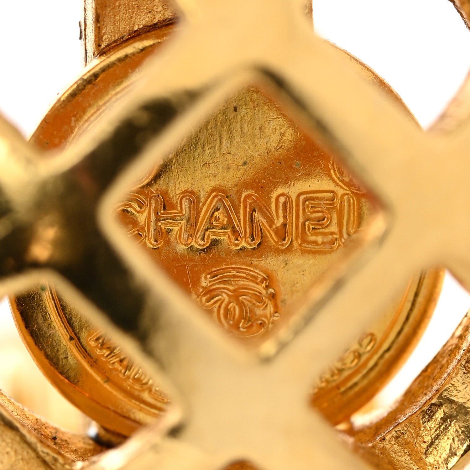 Chanel Metal CC Bird Cage Drop Clip On Earrings Gold 3 of 5