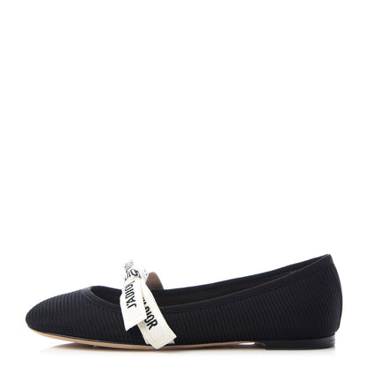 Christian Dior Fabric Ribbon Embroidered J'Adior Ballet Flats 35.5 Black 1 of 11