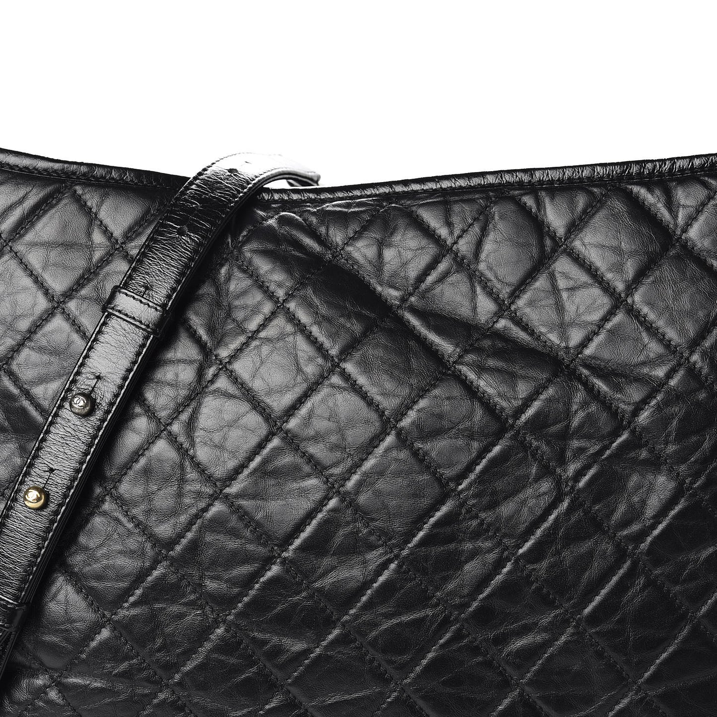 Aged Calfskin Quilted Maxi Gabrielle Hobo Black