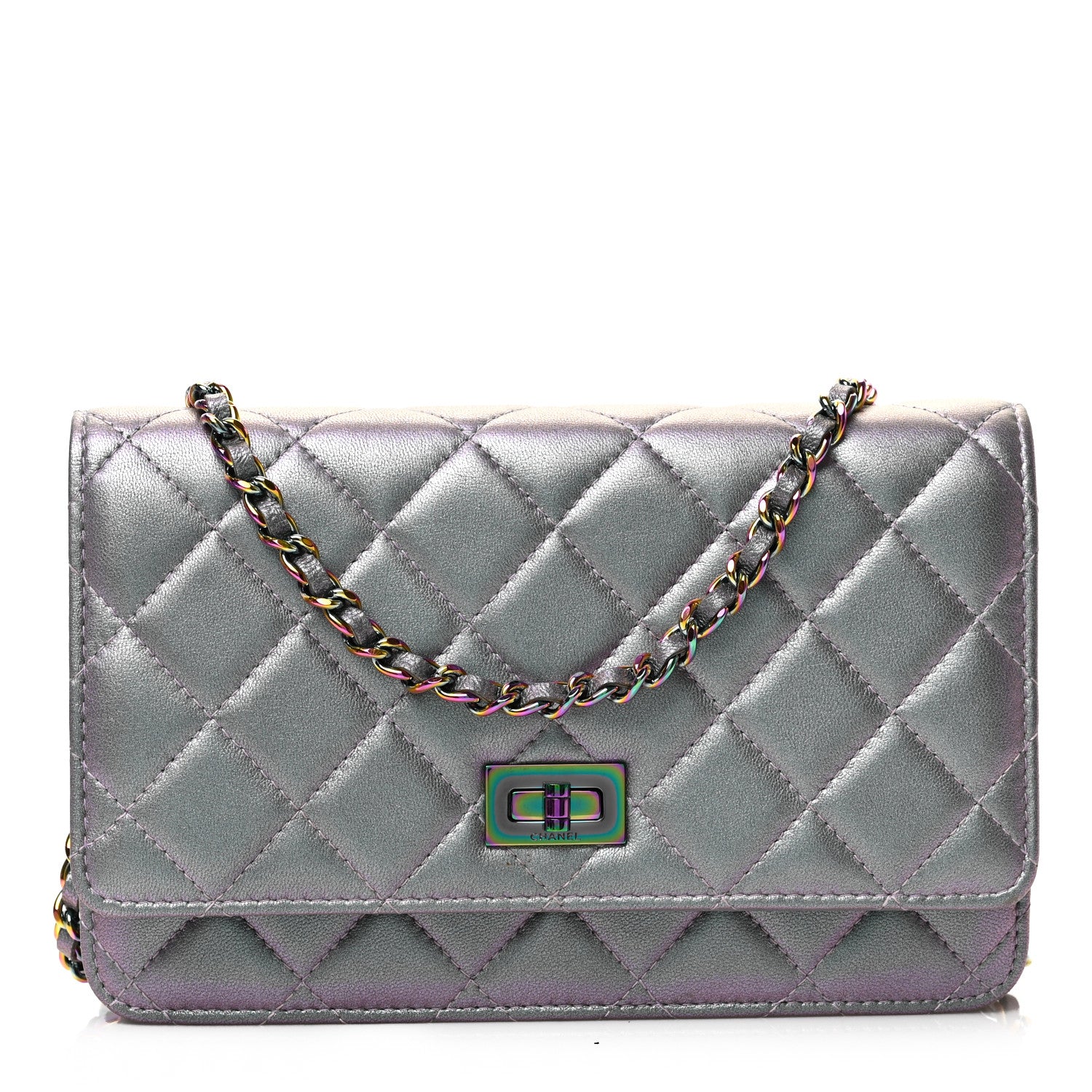 Chanel Iridescent Lambskin Quilted Reissue Wallet On Chain WOC Light Purple 1 of 9