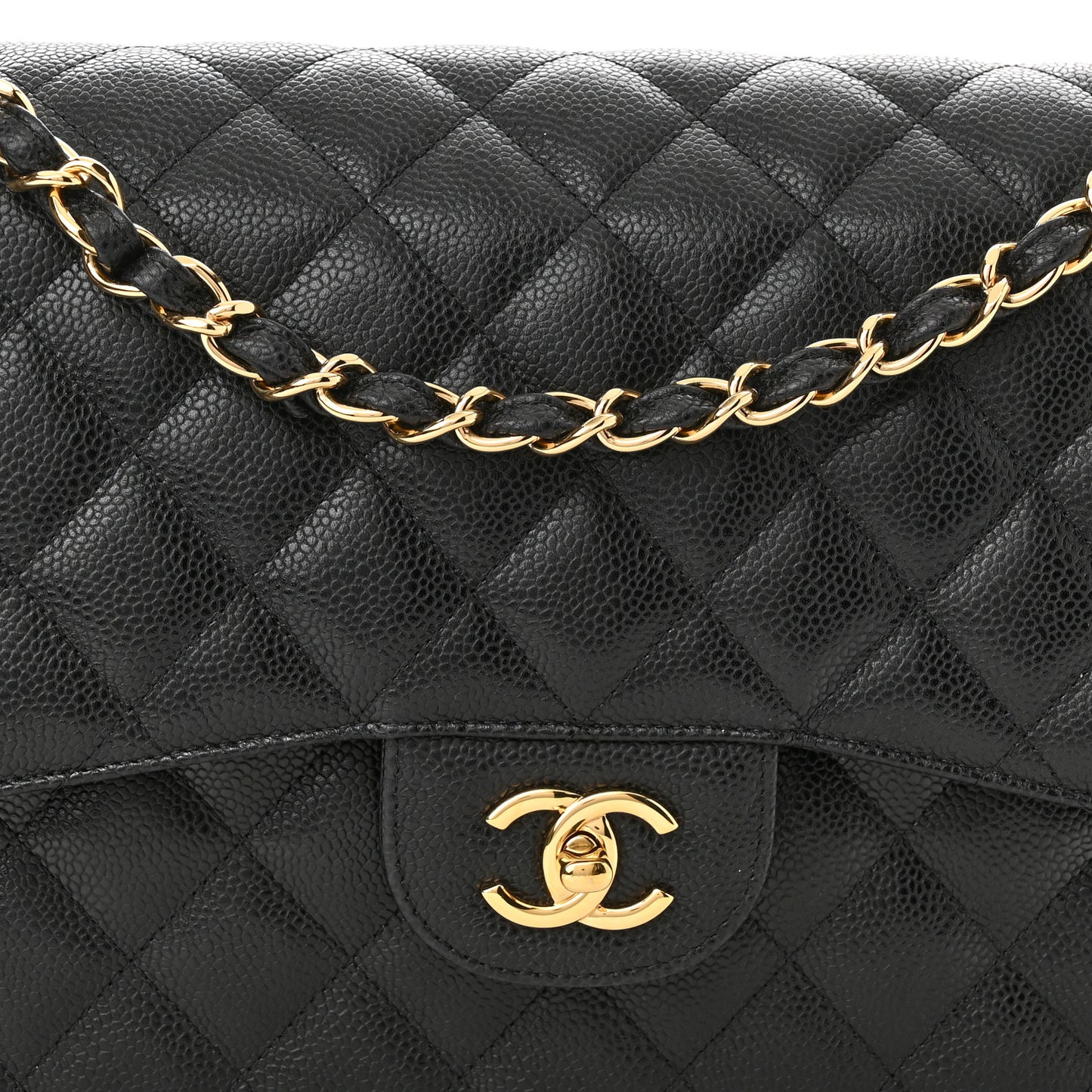 Caviar Quilted Jumbo Double Flap Black