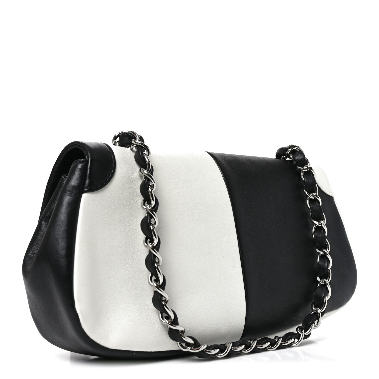 Chanel Lambskin Geometric Patchwork Mini Flap Black White 3 of 10