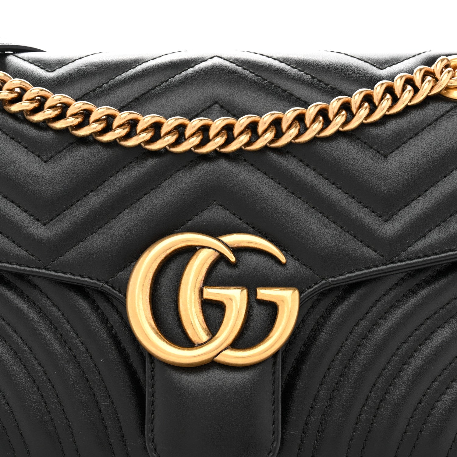 Gucci Calfskin Matelasse Small GG Marmont Shoulder Bag Black 8 of 11