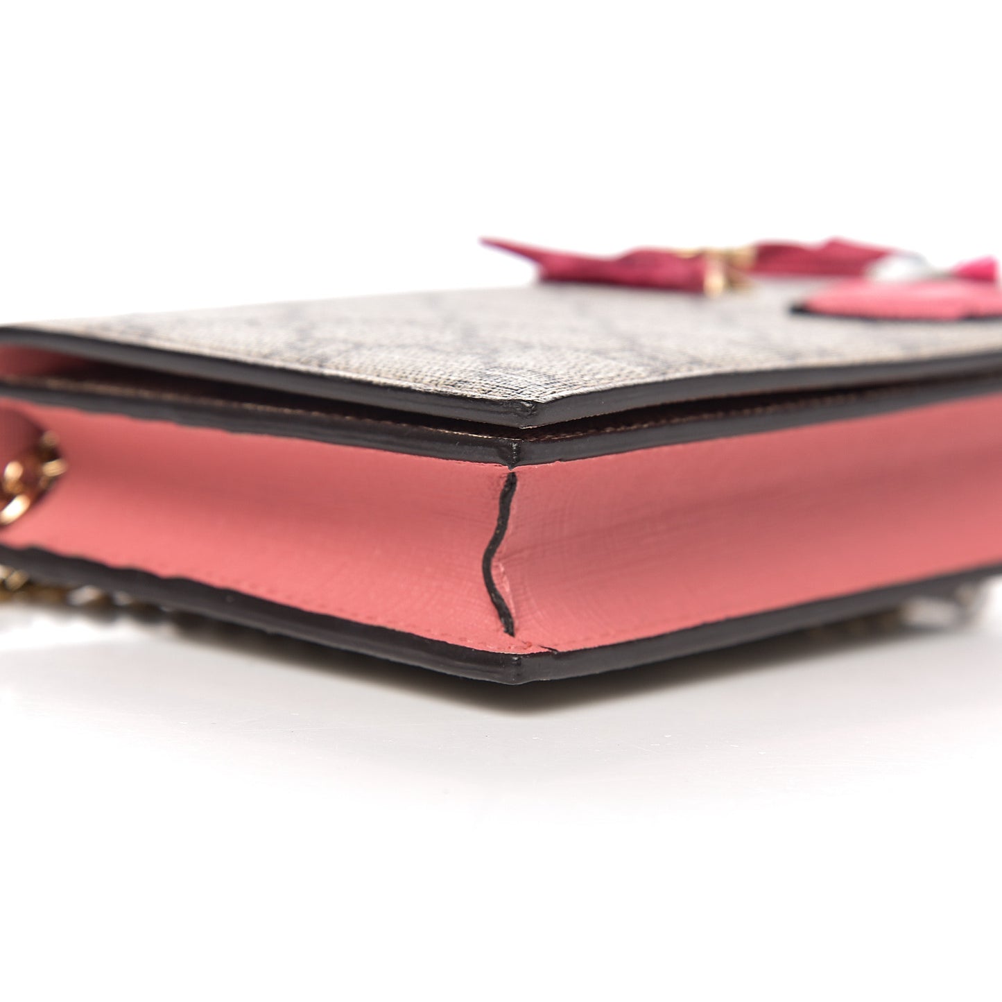 GG Supreme Monogram Face Embroidered Chain Wallet Pink