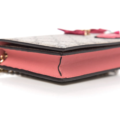 Gucci GG Supreme Monogram Face Embroidered Chain Wallet Pink 7 of 10
