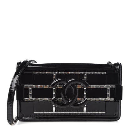 Chanel Plexiglass Patent Crystal Lego Brick Flap Black 1 of 7