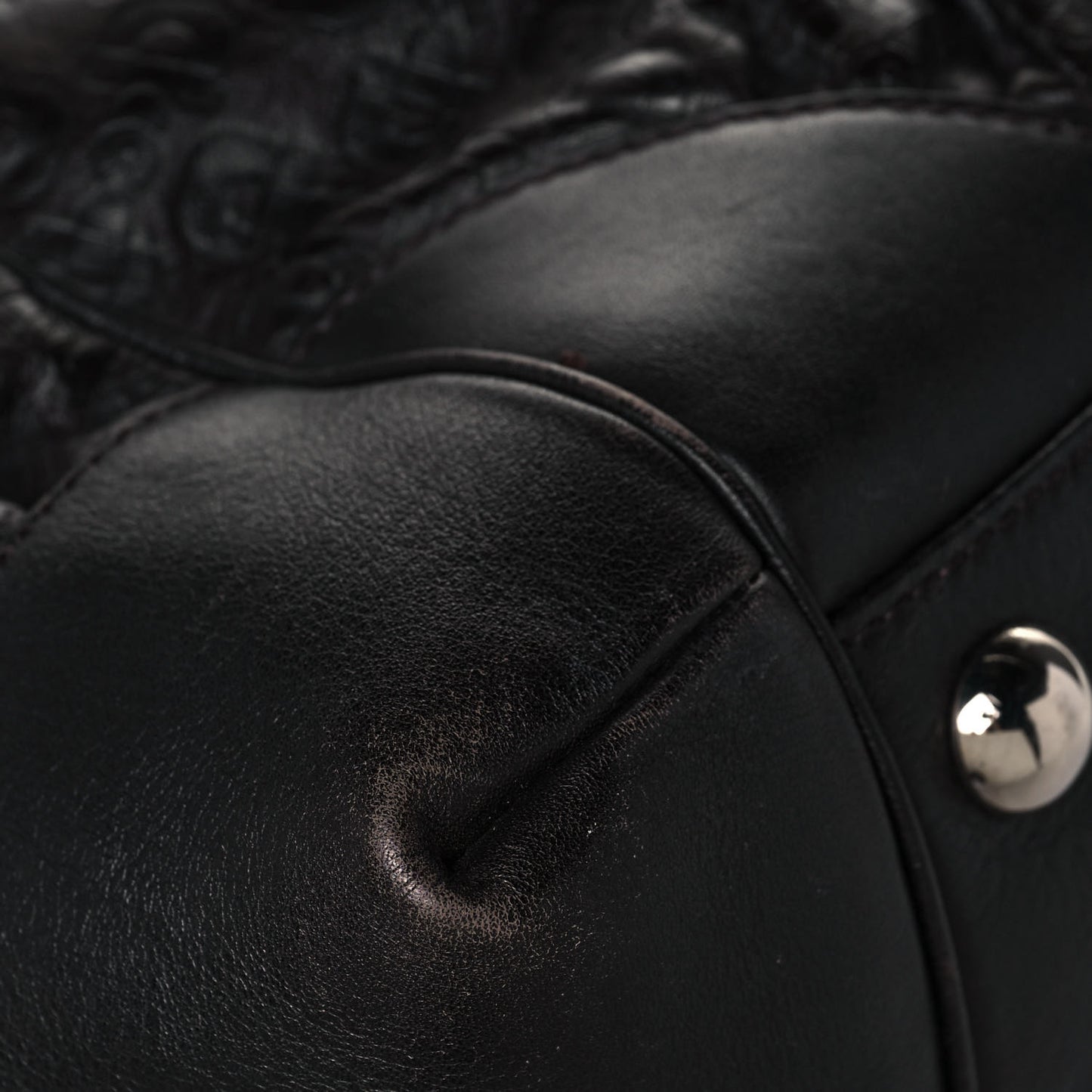 Horsebit Embossed Full Moon Tote Black