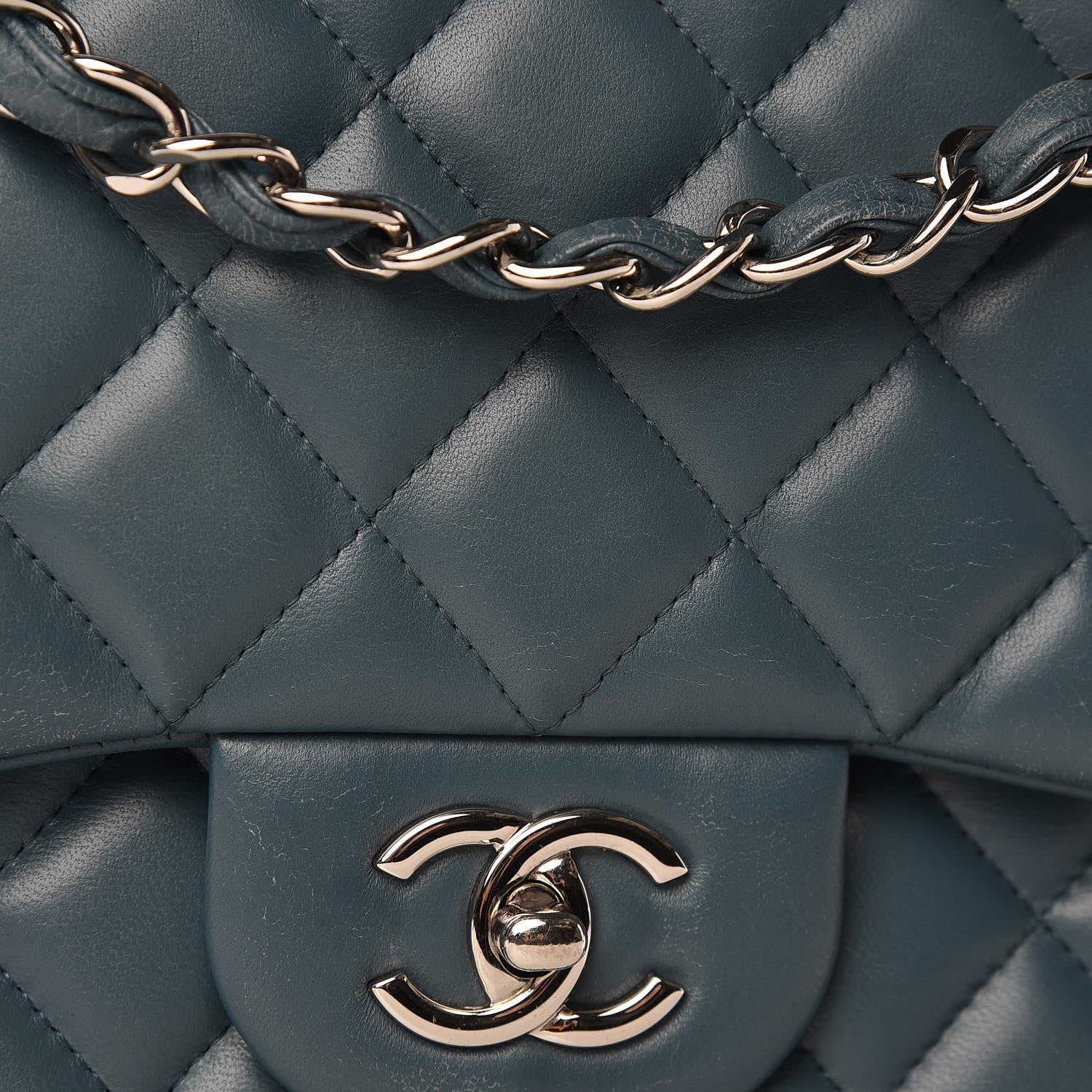Chanel Lambskin Quilted Jumbo Double Flap Light Blue 8 of 11