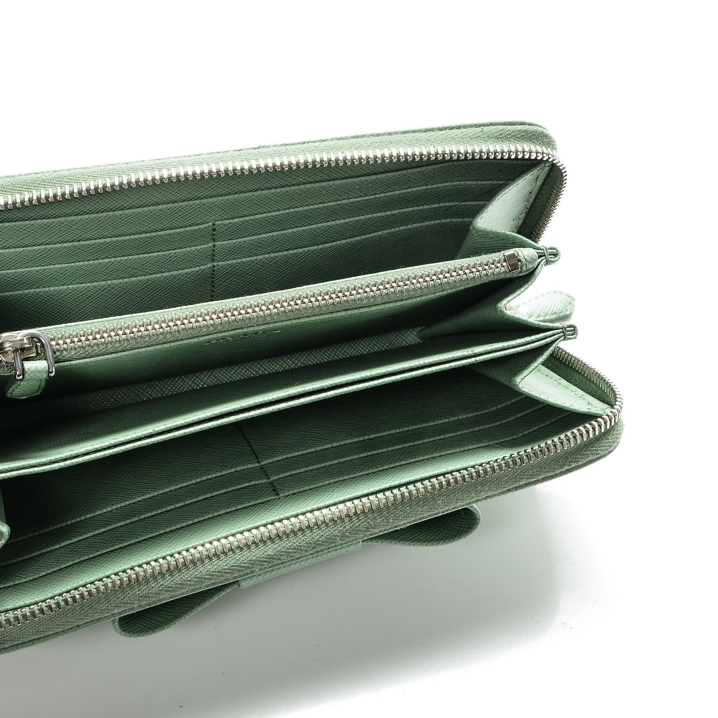 Saffiano Fiocco Bow Zip Around Wallet Acquamarina