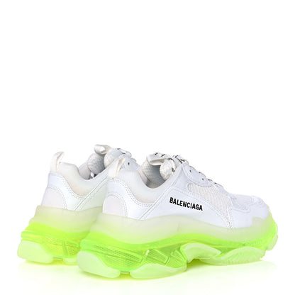 Balenciaga Fabric Mesh Clear Sole Fluo Womens Triple S Sneakers 41 White Fluo Yellow 4 of 10