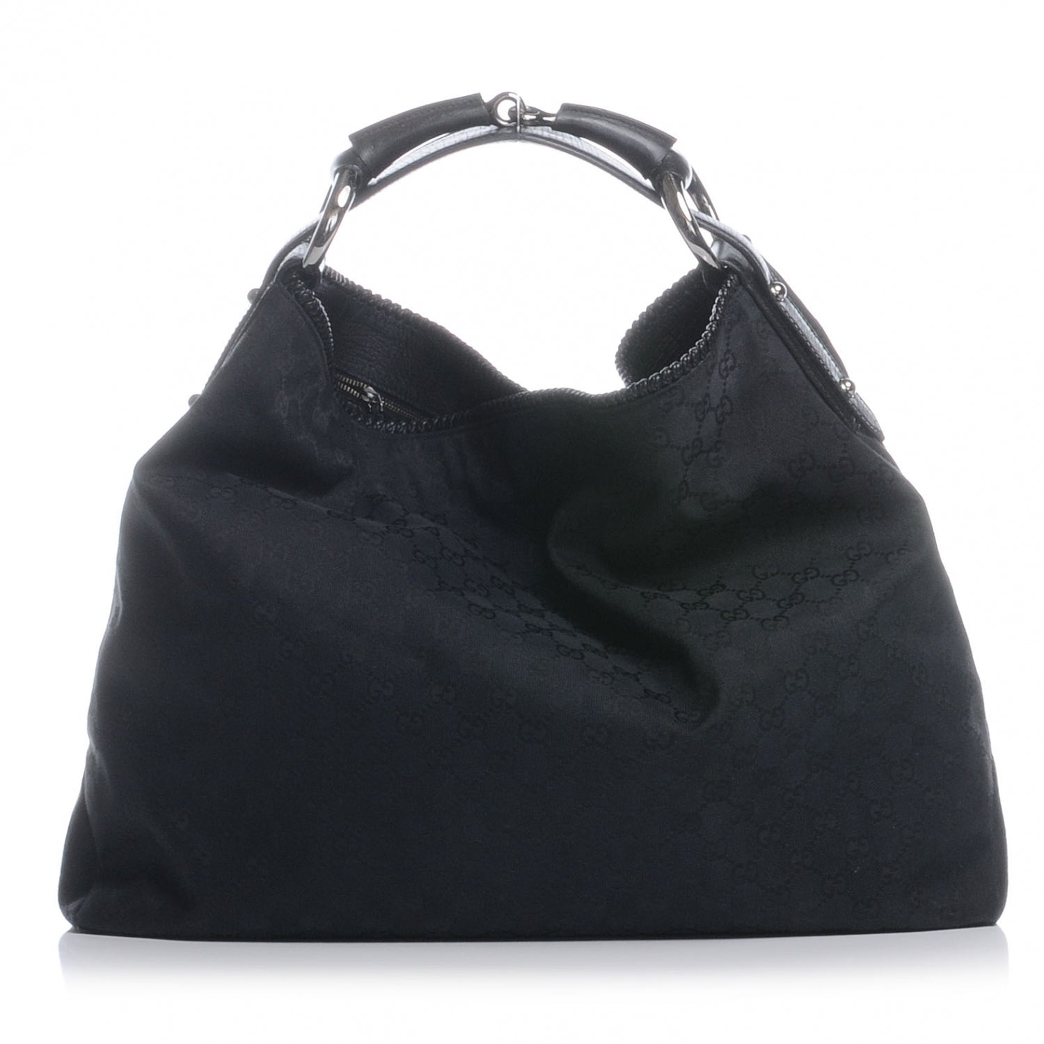 Gucci Monogram Large Horsebit Chain Hobo Black 1 of 7