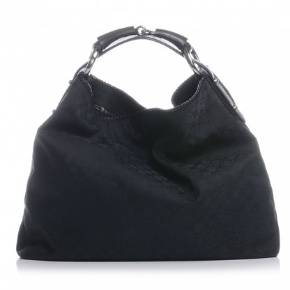Gucci Monogram Large Horsebit Chain Hobo Black 1 of 7