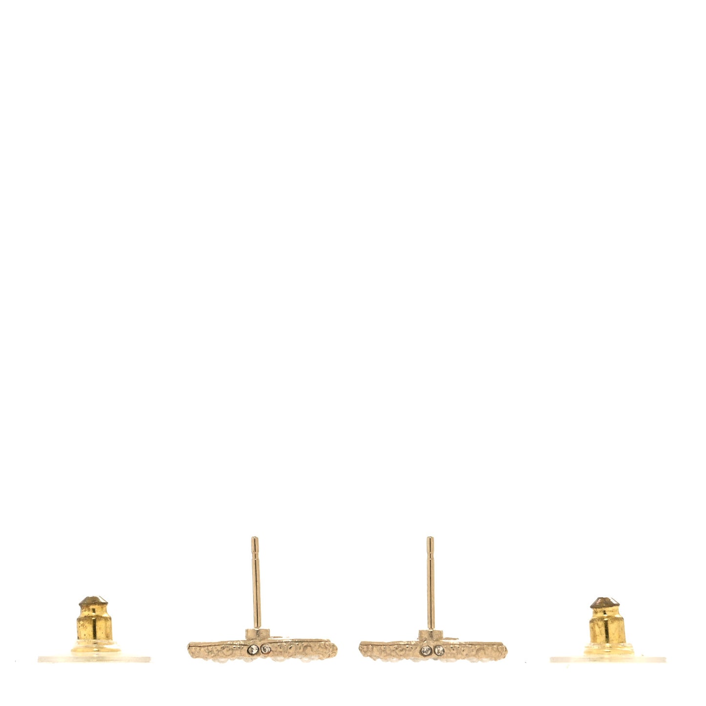 Metal Graduated Pearl Crystal CC Earrings Light Gold