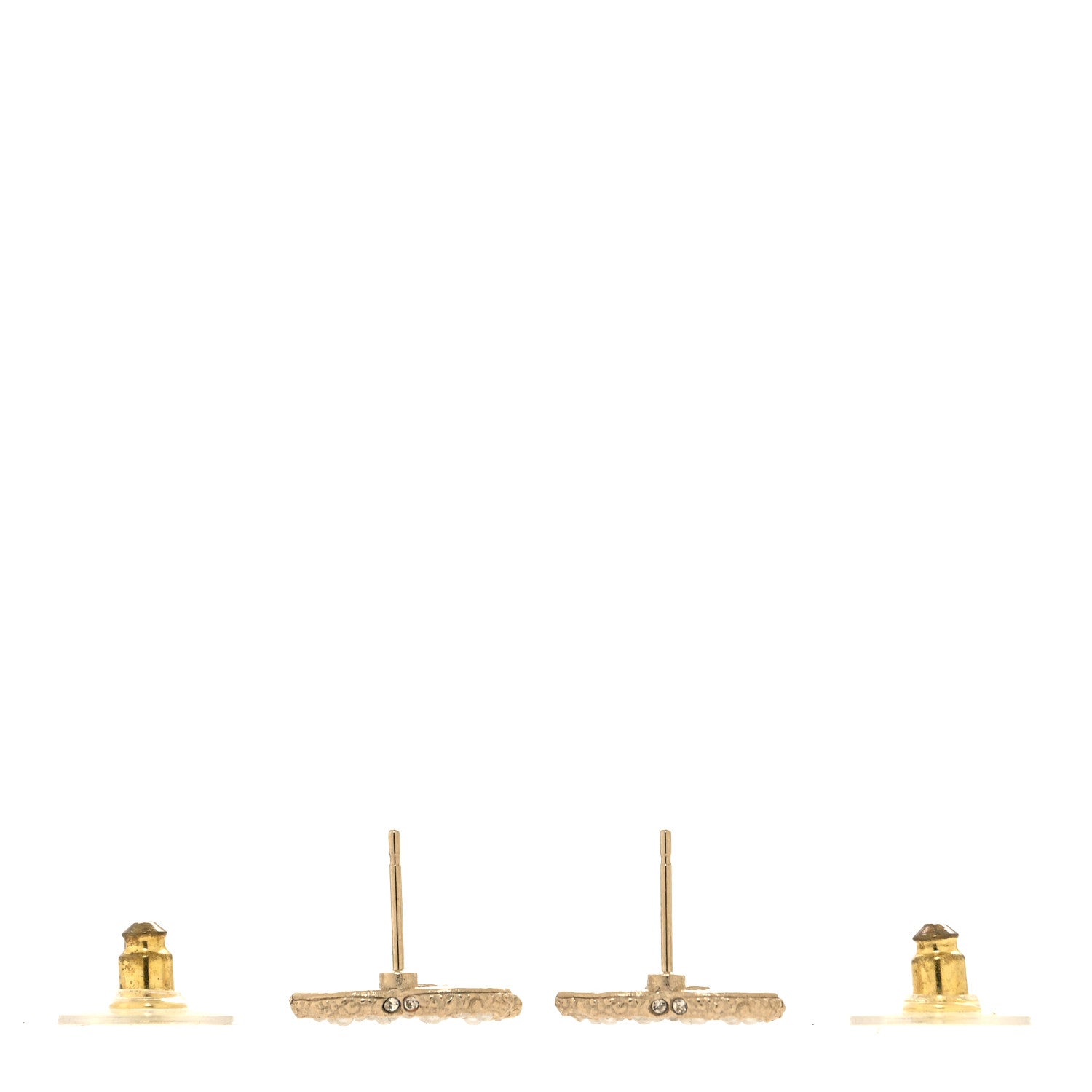 Chanel Metal Graduated Pearl Crystal CC Earrings Light Gold 3 of 5