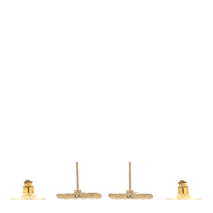Chanel Metal Graduated Pearl Crystal CC Earrings Light Gold 3 of 5
