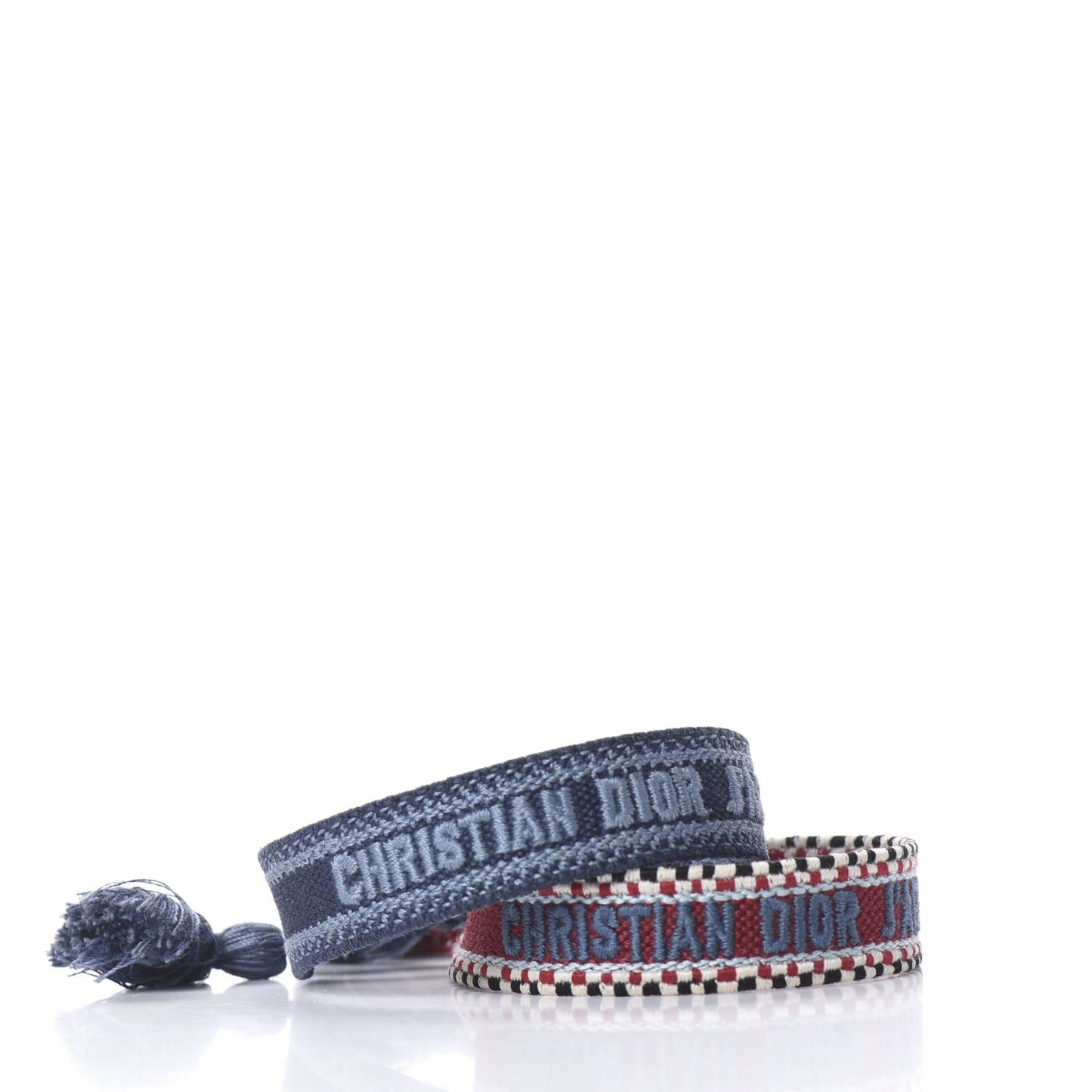 Woven Cotton J'Adior Friendship Bracelet Set Red Blue