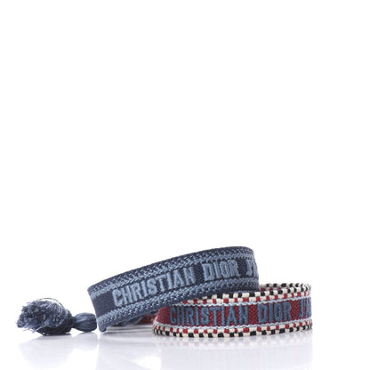 Christian Dior Woven Cotton J'Adior Friendship Bracelet Set Red Blue 2 of 5