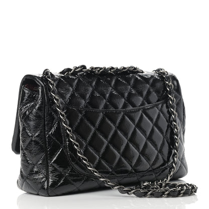 Chanel Crinkled Patent Quilted Jumbo Single Flap Black 3 of 15