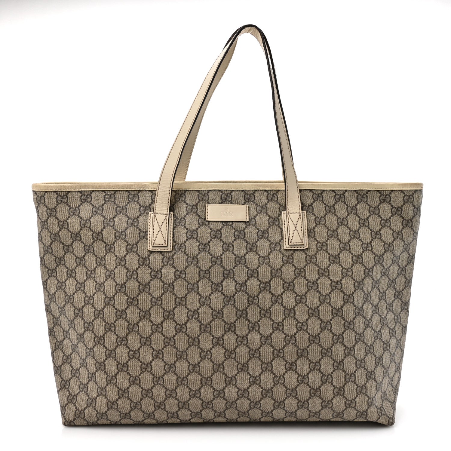 Gucci GG Supreme Monogram Large Zippered Shopping Tote Off White 1 of 17