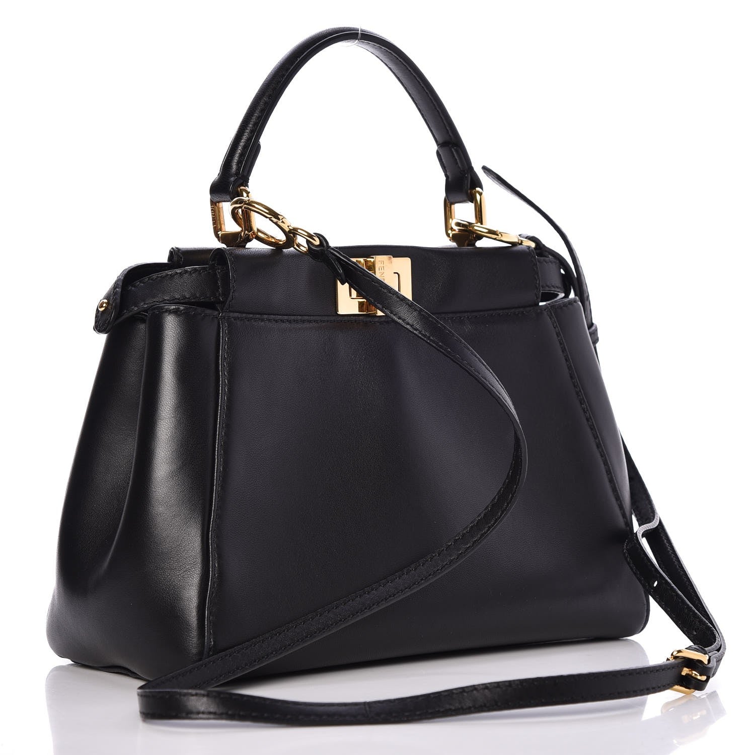 Fendi Nappa Mini Peekaboo Iconic Satchel Black 3 of 8