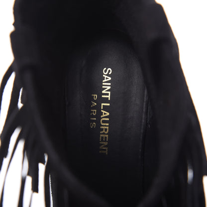 Saint Laurent Suede Fringe Curtis 80 Ankle Boots 38.5 Black 6 of 10