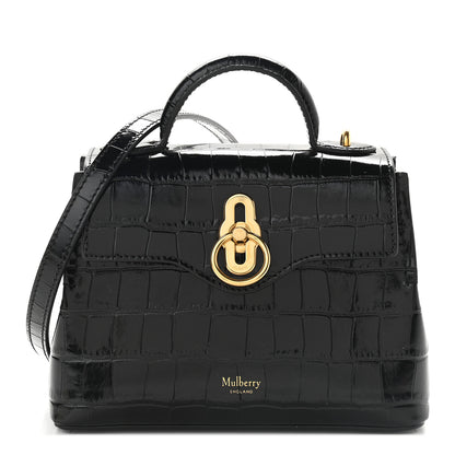 Mulberry Shiny Croc Calfskin Embossed Micro Seaton Black 1 of 8