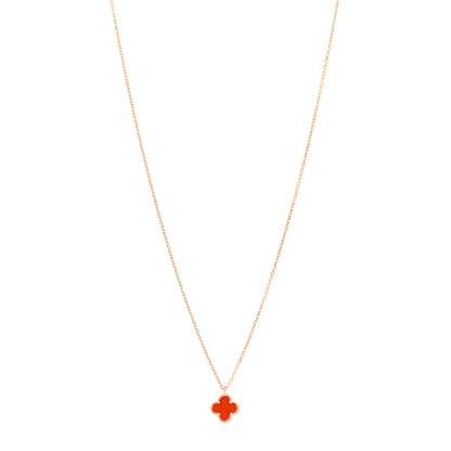 Van Cleef & Arpels 18K Rose Gold Carnelian Sweet Alhambra Pendant Necklace 1 of 5