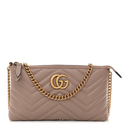 Gucci Calfskin Matelasse Mini GG Marmont Chain Bag Porcelain Rose 1 of 12